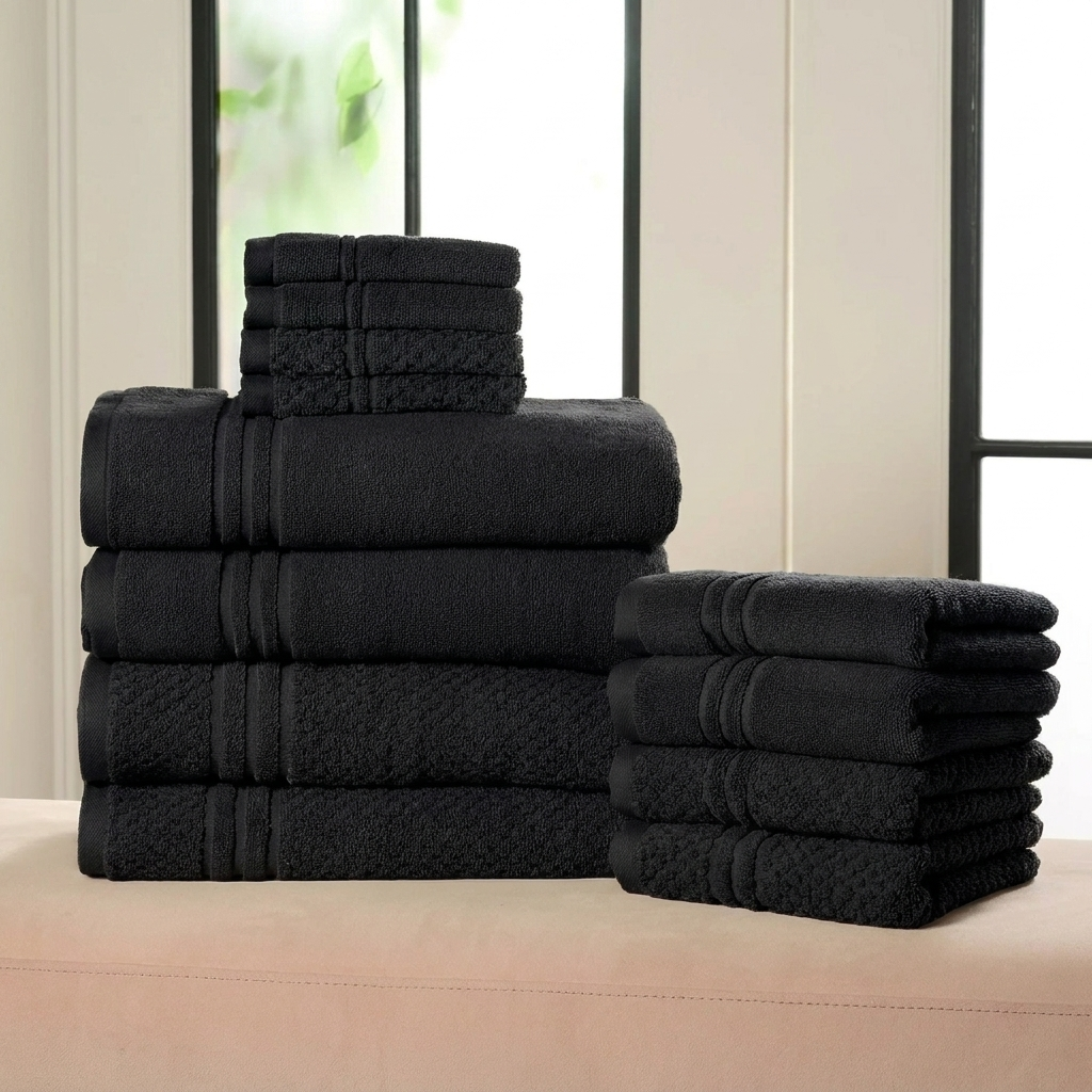 Deluxe Solid and Texture Towel Set (12)